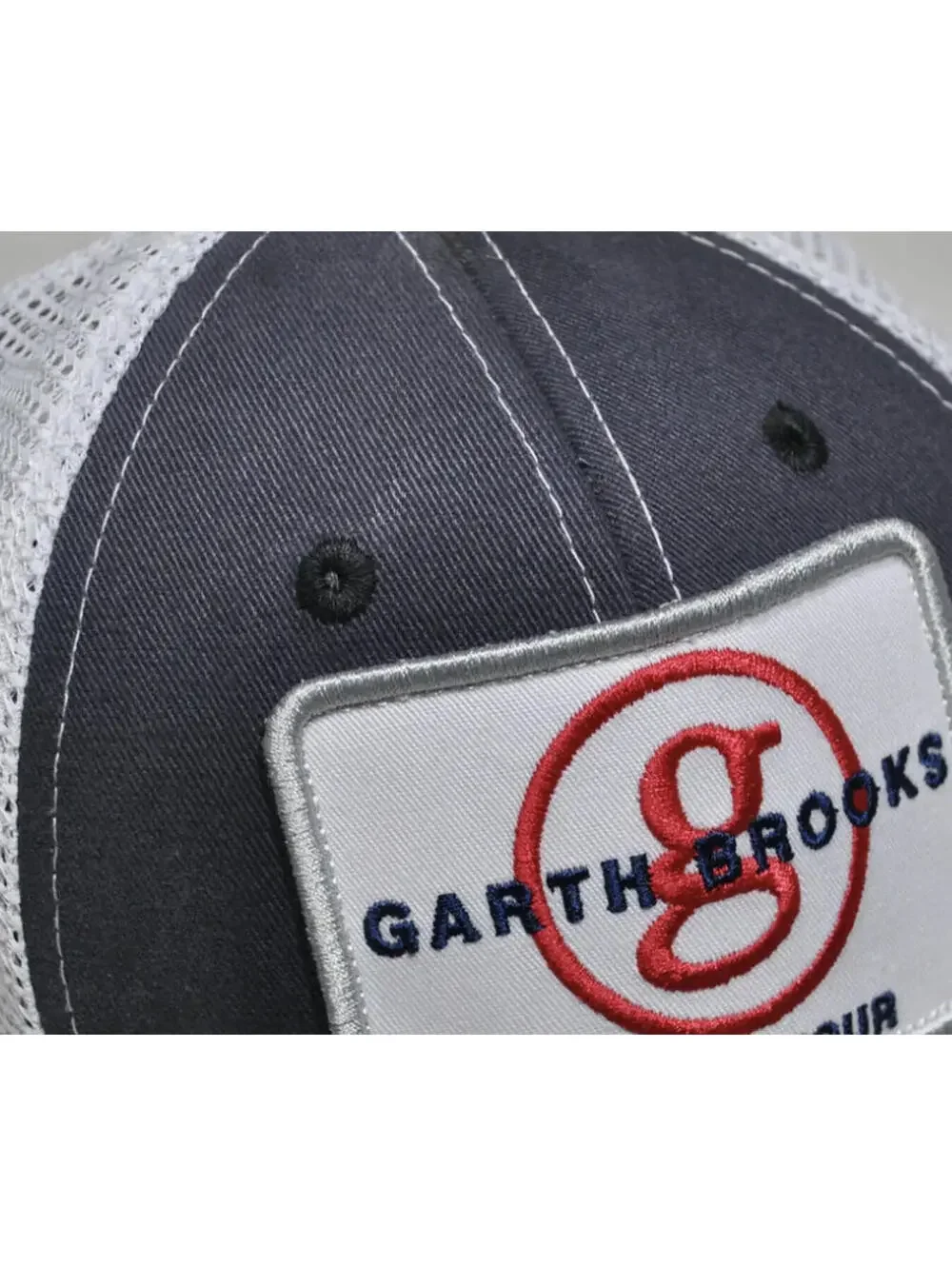 Garth Brooks World Tour Band Tour Album Gray White Trucker Hat Cap Snapback